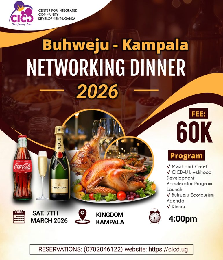CICD_Uganda's tweet photo. The Buhweju-Kampala Networking Dinner 2026 is organized @ Centre for Integrated Community Development (CICD-Uganda) to foster strategic partnerships and support community-driven initiatives in the Buhweju District.
#Transformativeprojects https://t.co/U0k88NxWNB