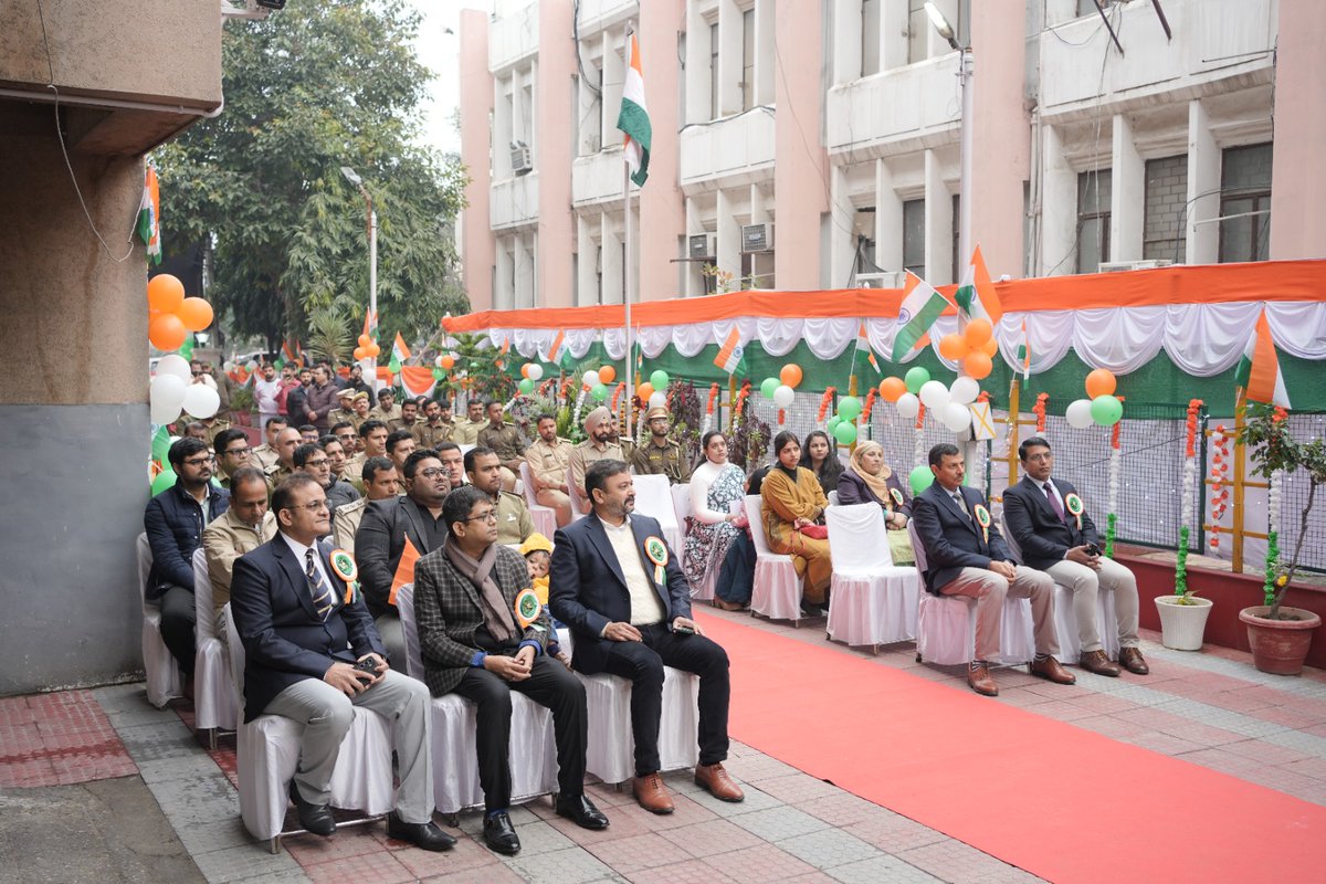 CgstJammu's tweet photo. On the occasion of 77th Republic Day, Dr. Umair Mir, ADC, CGST Audit Jammu, alongwith Sh. Afaq Ahmad Giri, JC, CGST Jammu unfurled the National Flag at CGST, Commissionerate Jammu  and paid tribute to the Constitution of India and the values that guide our Nation.#RepublicDay2026 https://t.co/NEaFYiGhwO