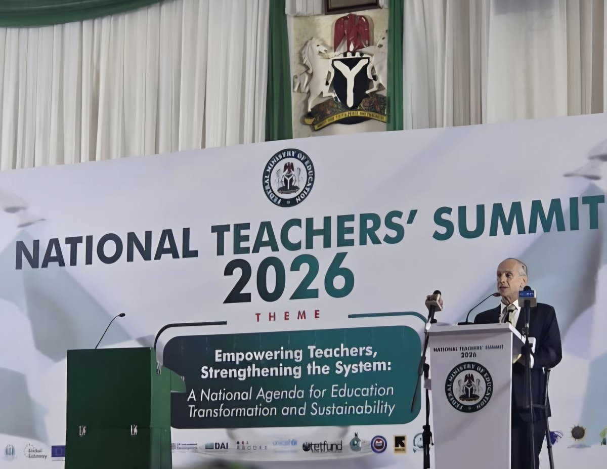 Honoured to address <a href="/NigEducation/">Federal Ministry of Education</a> Teacher Summit, chaired by HE, Sen Tinubu, First Lady #Nigeria .
<a href="/UKinNigeria/">UK in Nigeria🇬🇧🇳🇬</a> <a href="/PLANE_Nigeria/">FCDO-PLANE Nigeria</a> and all dev. partners align and commit to empower Nigerian teachers, the bedrock to build the nation.
Congratulations <a href="/DrTunjiAlausa/">Dr. Tunji Alausa</a> <a href="/Suwaiba_Said/">Suwaiba Said Ahmad, PhD</a>