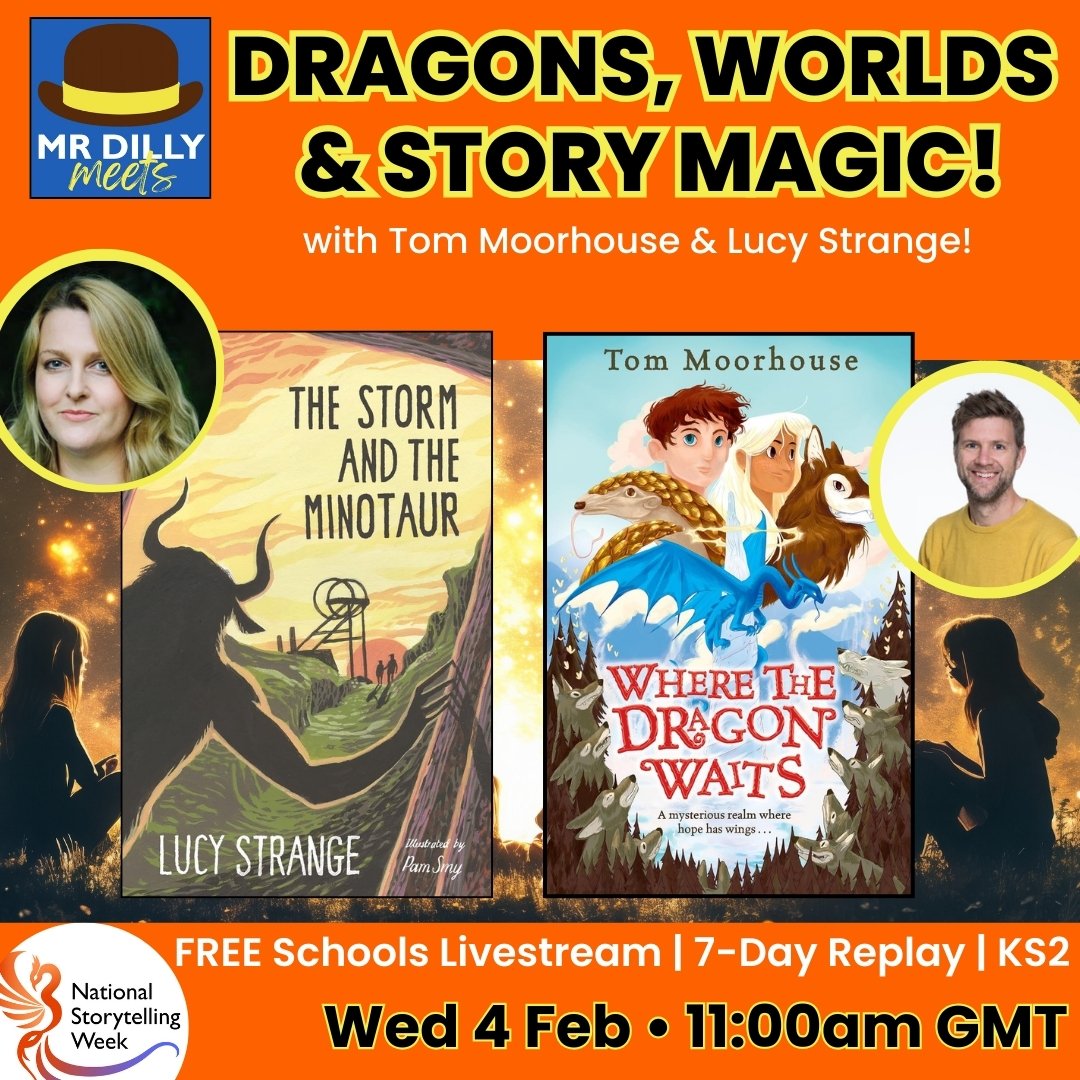mrdillypresents's tweet image. FREE #KS2 livestream for #PrimarySchools: creative writing, world-building + draw along + map-making!
Join me 4 Feb • 11am (replay 7 days) for #NationalStorytellingWeek + @thelucystrange, #TomMoorhouse + videos: #ThiagoDeMoraes + #KieranLarwood Book: tinyurl.com/2bs3njd8