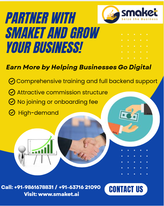SmaketSolutions's tweet photo. π’ Smaket is Expanding Its Channel Partner Network Across Odisha & India
π€ We handle:
βοΈ Technology & Operations
βοΈ Client Onboarding
βοΈ Customer Support
π Call now: +91-98616-78831
π Visit Us: https://t.co/cIUui1jdv5
#ChannelPartner #SmaketSolutions #PartnerGrowth https://t.co/CMgNaJd5tv