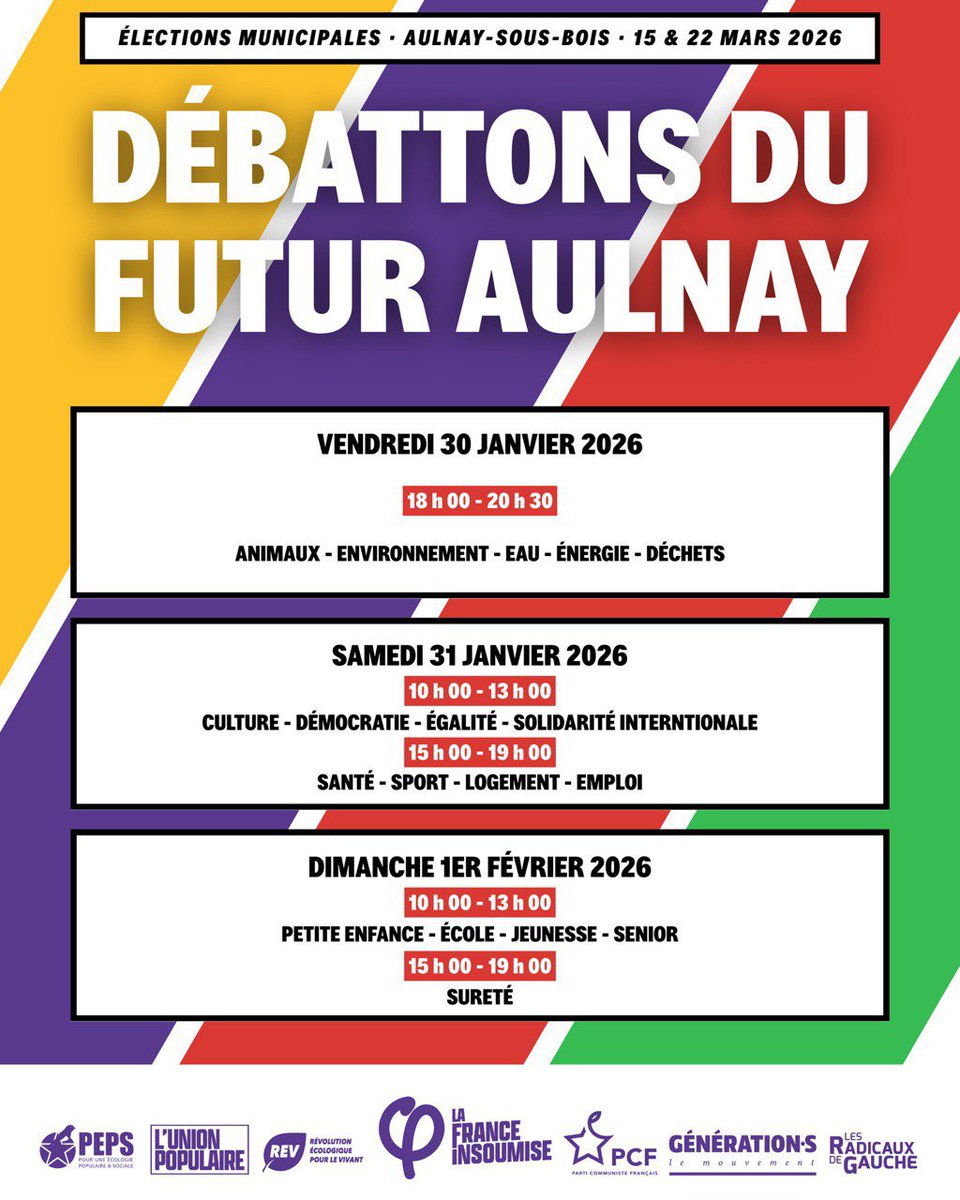 🔴 À #Aulnaysousbois, nous avons des tas de propositions à vous faire !

Avant de finaliser notre programme, issu de discussions avec les habitants et acteurs associatifs-syndicaux rencontrés, nous voulons en débattre avec vous.

Rendez-vous dès vendredi au 25 rue Jacques Duclos.