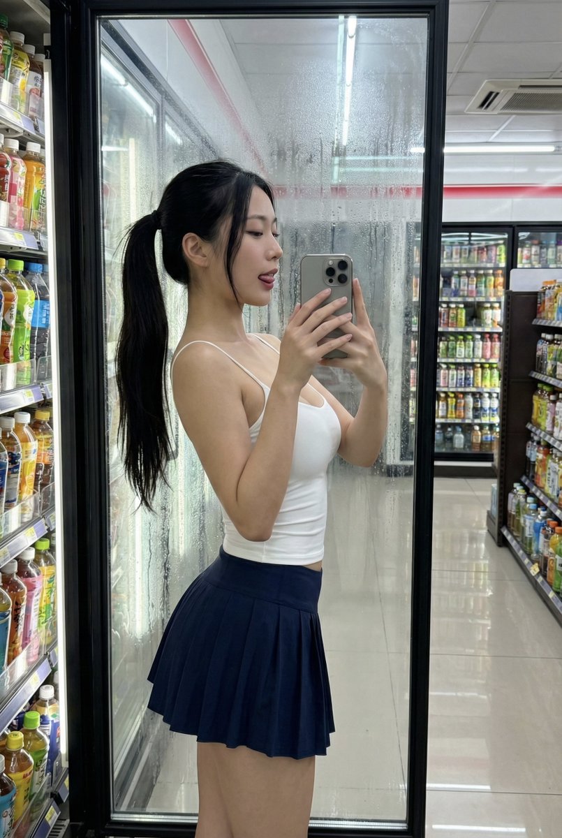 Convenience Store Selfie Reflection Prompt (Suggestive) AI image template preview
