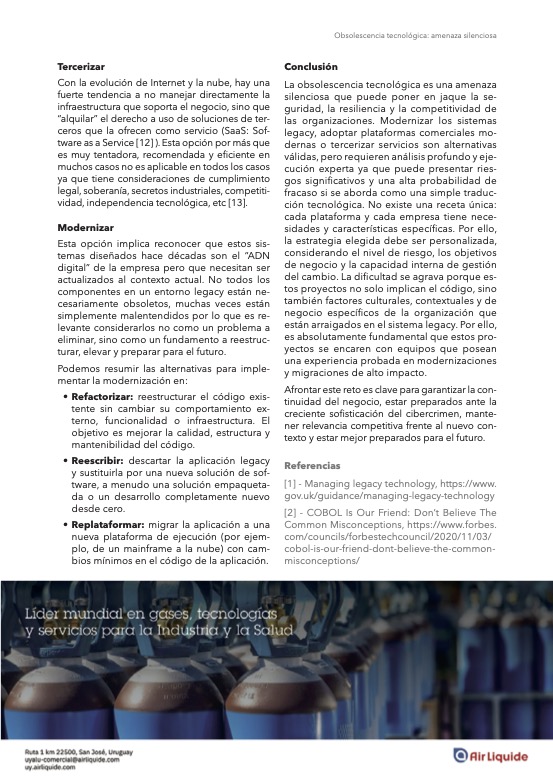 andresantoniuk's tweet photo. Muchas gracias a la @aingenierosu por publicar "Obsolescencia tecnológica: amenaza silenciosa".

Analizo los riesgos del "Legacy" y cómo gestionarlos; lo hacemos desde @JaabTech 

https://t.co/JHZ1NCxelS

#Ingeniería #TechLegacy #JAABTech https://t.co/6Ax3i67cSZ