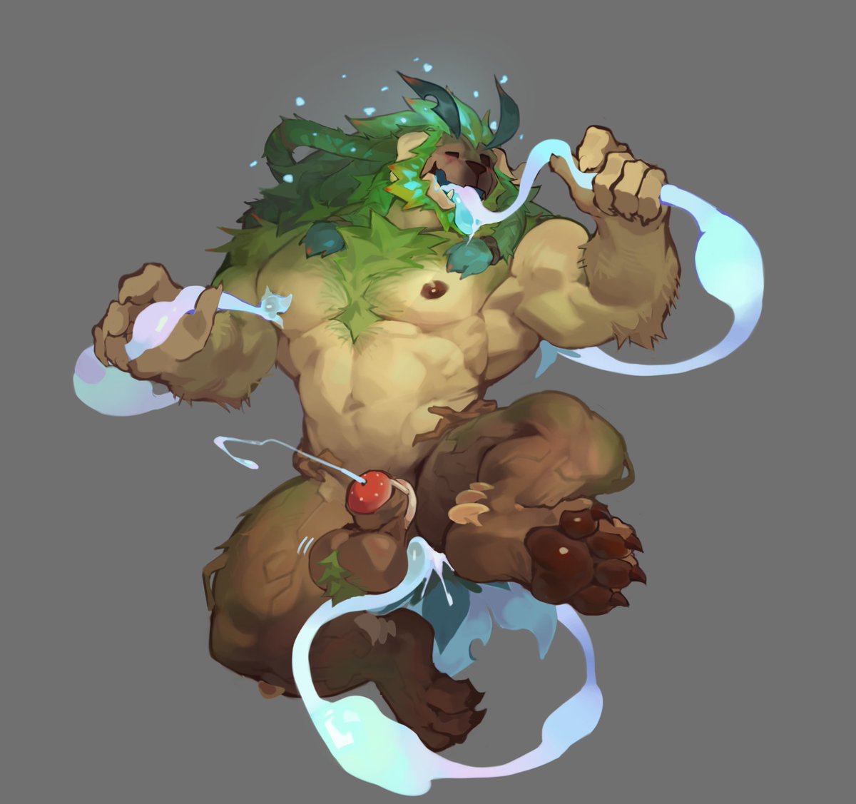 生日给自己画了新的oc😘是一只被植物寄生的金毛犬，希望你喜欢他