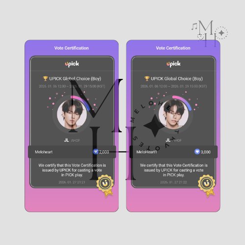 ✅RT deals have been completed.

UPICK: D Awards Final || Global Choice [Boy] #JL

5000 💙✅

Thank you to <a href="/jlgasparvs_ofc/">JL Gaspar Voting Squad</a> and everyone who participated. We truly appreciate your support.

#MeloHeartsRTDeals