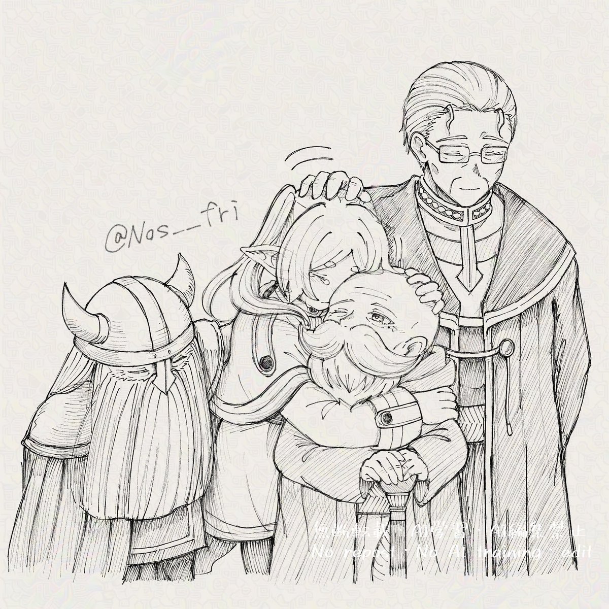 勇者一行 再掲
この4人の他愛のない旅の日常が好きすぎて😭「僕たちは確かに実在したんだ」って言葉が涙腺に直撃する😭
もう二度と、この4人で冒険することはできないから😭