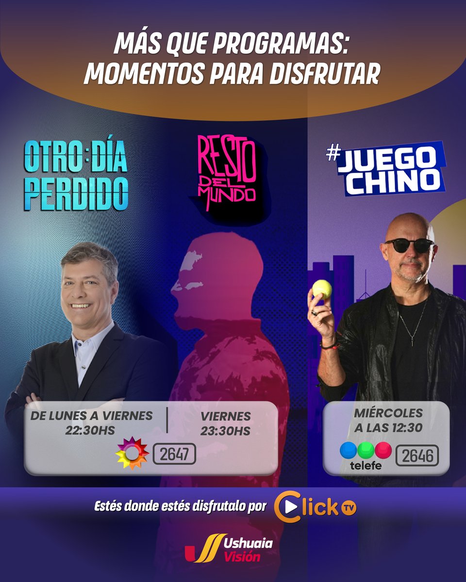 😎La tele sigue siendo ese plan que nunca falla.

 Encendé el televisor, conectate a Click TV y descubrí programas que te hacen viajar sin moverte de casa.