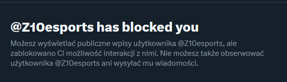 DejfDawid's tweet photo. HAHAHAHAHA 

Chłopaki nie zapłacili grajkom, a teraz blokują bo ktoś o tym mówi. Jesteście najbardziej żałosną orgą esportową jaką mieliśmy w polskiej lidze [moim zdaniem oczywiście, ale takich jak ja jest więcej].

Cieszę się, że już was nie ma i mam nadzieje, że nigdy więcej was już tutaj nie zobaczymy.