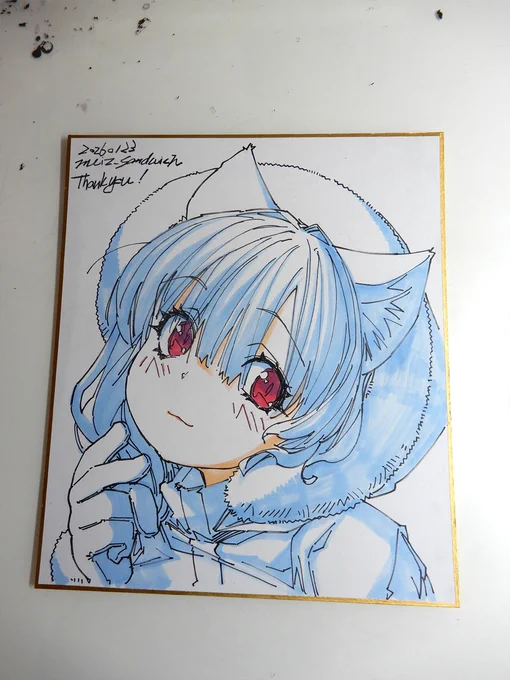 海外の人向けプレゼント。寒い地方の子。 #色紙 #原画 #コピック #狐娘