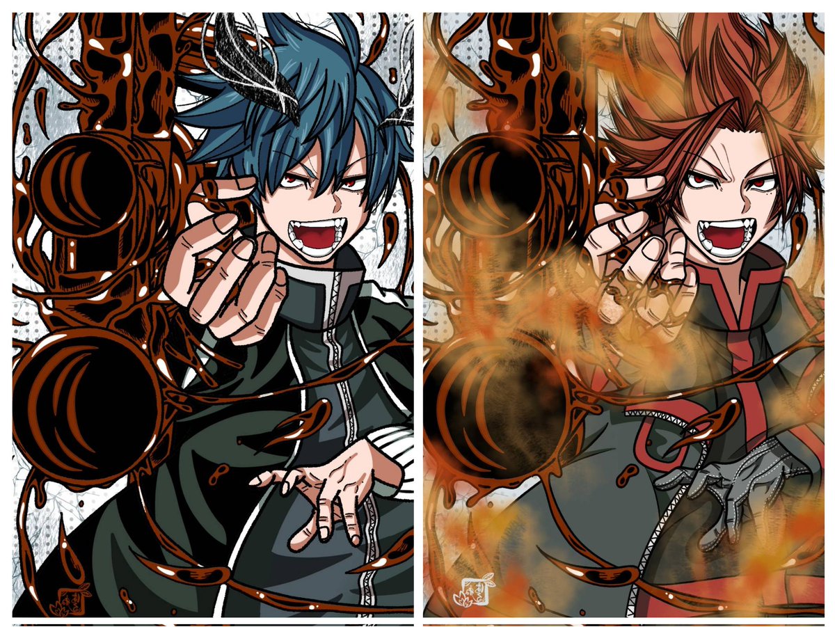 #桃源暗鬼FA 
ちょっと前の🔥さんとこの前描いた🔥さん一枚にしました‼️