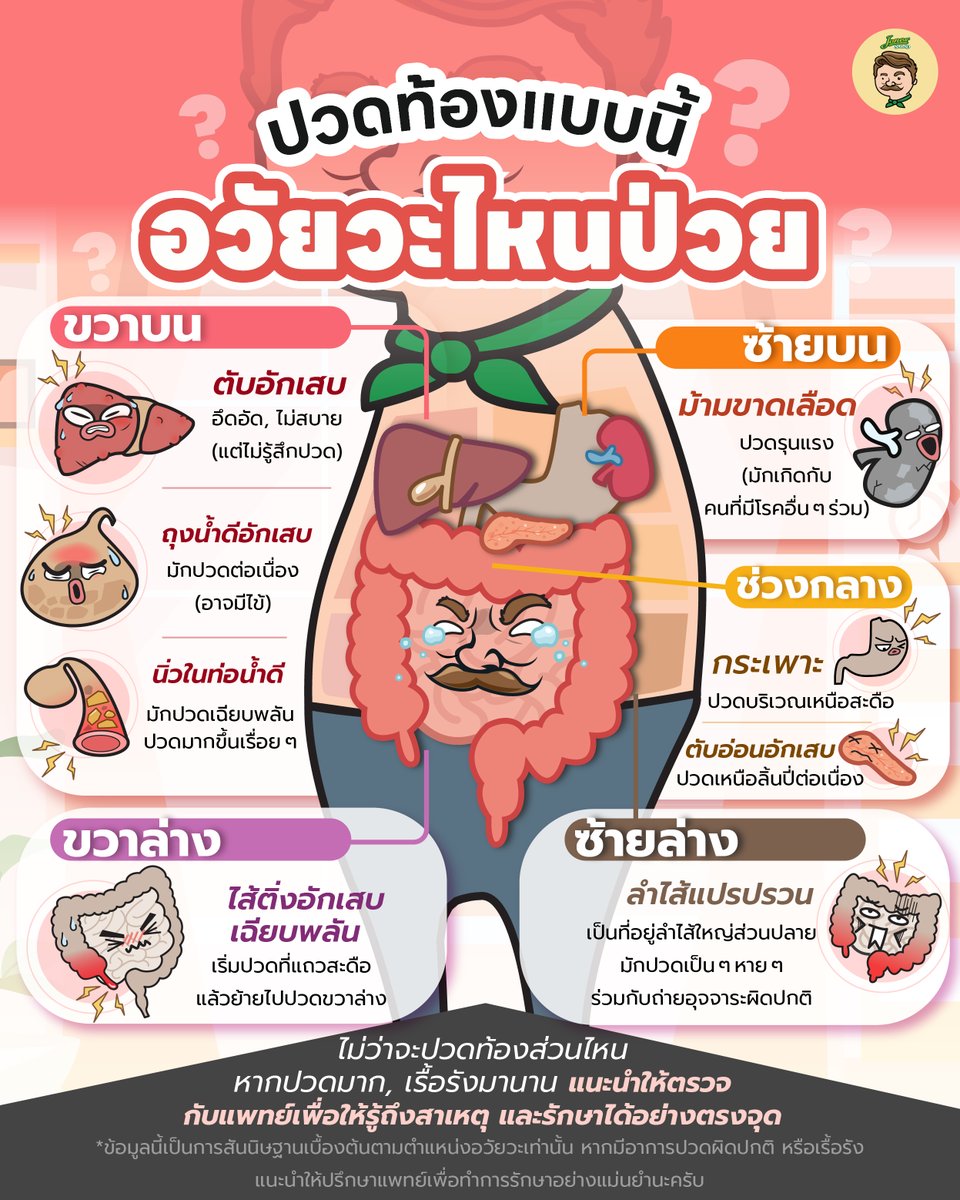 jones_salad's tweet image. ปวดท้องแบบนี้ อวัยวะไหนป่วย ?

ทุกคนคงต้องเคยมีประสบการณ์ปวดท้องกันอยู่แล้ว แต่ว่าปวดตรงส่วนนี้ มันคือที่อยู่ของอวัยวะอะไรกันนะ ?

วันนี้ลุงจะพามาสแกนดูว่า บริเวณนั้นมีอะไรอยู่ และ มักสังเกตได้จากอะไรกัน

อ้างอิง
shorturl.asia/29zYn