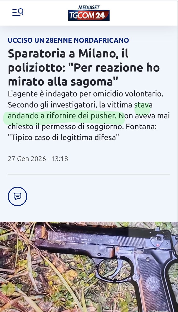 Che merda di Paese con conati di vomito.

E Meloni non ha fatto un beneamato cazzo di nulla.

VERGOGNA INFINITA.

🔴 Retwitta Forever Se Vuoi che il Poliziotto che ha sparato sia PROSCIOLTO immediatamente 🔴

#milano