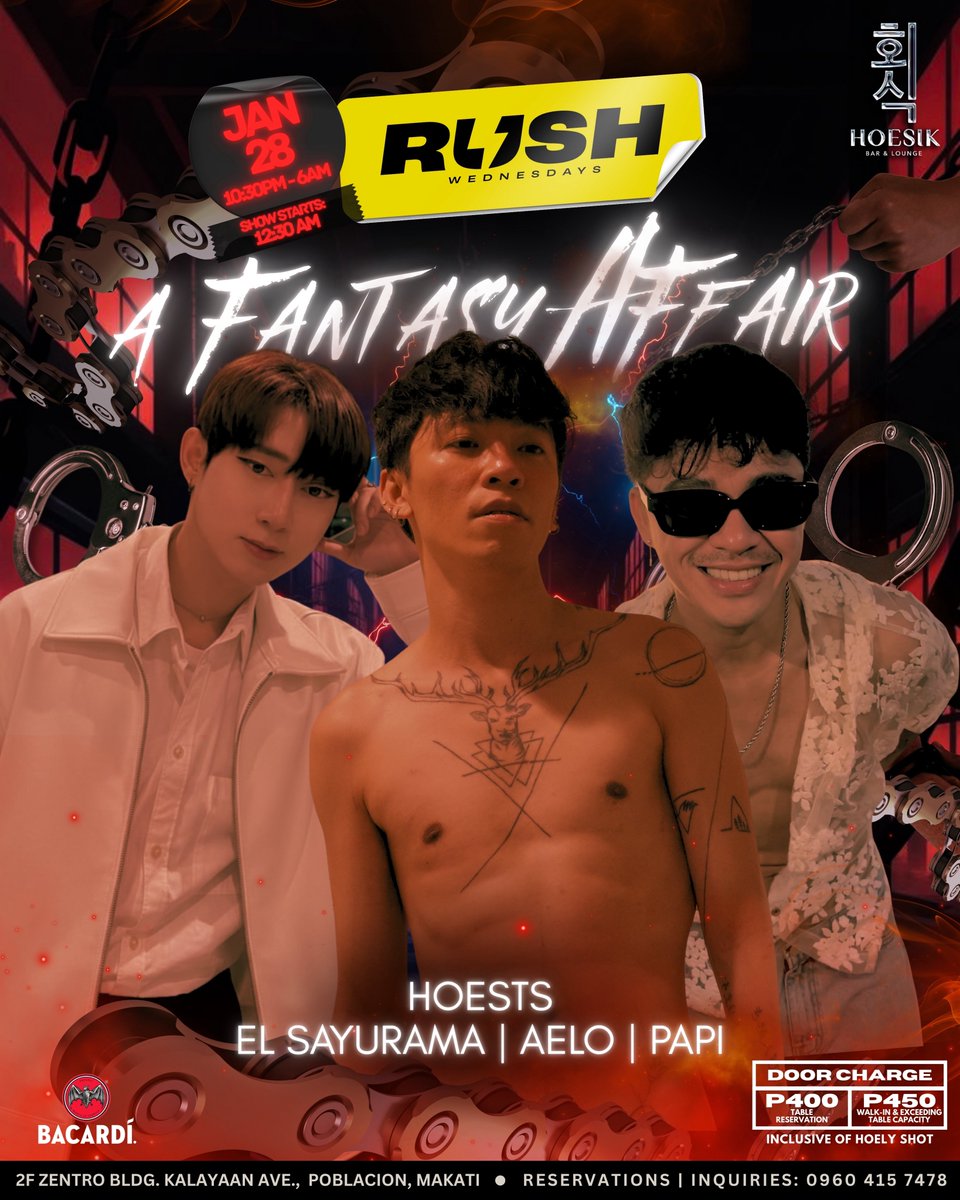 ✨ A FANTASY AFFAIR ✨
Every kink has a moment.
Every fantasy gets a body.
Jan 28 is where your secrets come out to play &amp; KHIANNA leads the affair. 💦👑

Let’s all fulfil your fantasies! See you! 

DM your hoests: <a href="/el_sayurama/">EL さゆまやすひろ</a>, <a href="/papichulo0118/">PAPI</a>, and @/aelolim (IG)

#RushWednesday