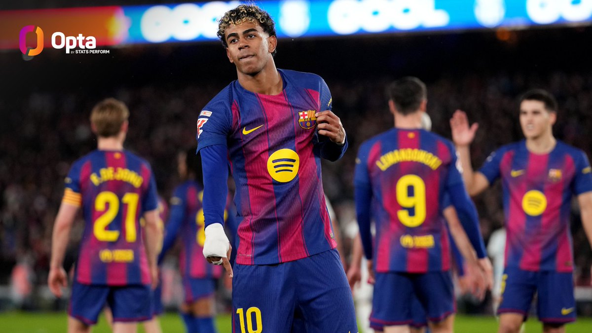 94 - Jugadores de las cinco grandes ligas europeas con más regates completados esta temporada:

94 - LAMINE YAMAL 🇪🇸
62 - Jérémy Doku 🇧🇪
57 - Kylian Mbappé 🇫🇷
53 - Yan Diomande 🇨🇮

Brutal. 🌪️