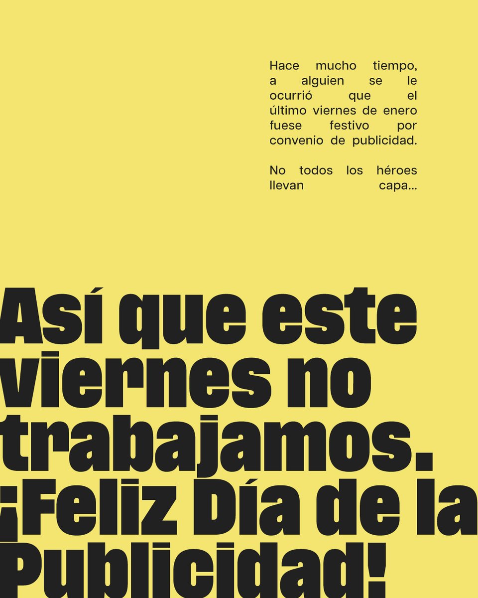 Este viernes 30 de enero, no estamos.

¡Feliz día de la publicidad anticipada! 

A quien se le ocurriera este día, un saludo y un abrazo. 🫂

#maquinariaestudio #sanpublicito2026