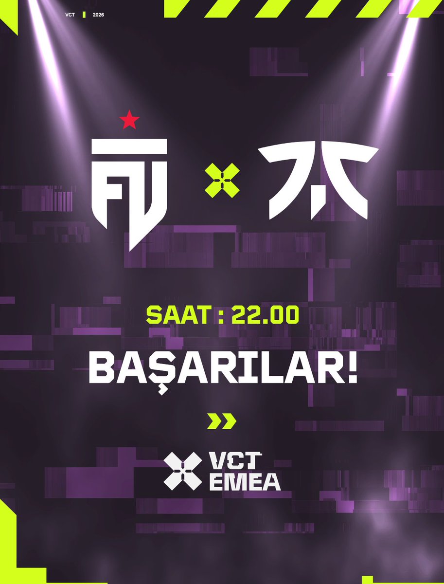 Temsilcimiz <a href="/FUTesportsgg/">FUT Esports</a>, orta turda FNATIC ile karşılaşacak! 🔥

FNATIC'te yer alan temsilcimiz <a href="/Alfajervl/">Berlin Final Boss</a>'e de başarılar dileriz!

Daha önce yapmadığınız şey değil! 💪 #FUTWIN

⏰: 22:00 (İlk seri biter bitmez)
📺: twitch.tv/valorant_tur