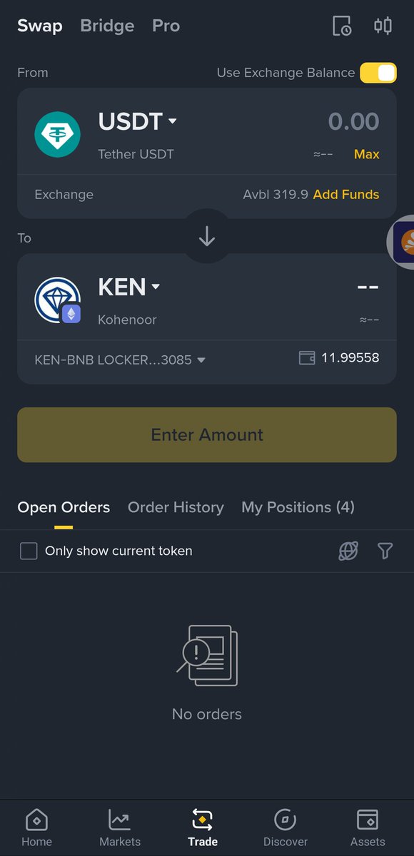 OKX and Binance web3 trading of KEN has been reported by the users which has just been verified by the team. 
You can use the top platforms to swap/trade KEN. Import KEN before you trade:
Network: Ethereum (ERC20)
Contract Address: 0x5f602133653237f362eb69826ba8237f4f7ab0c3
