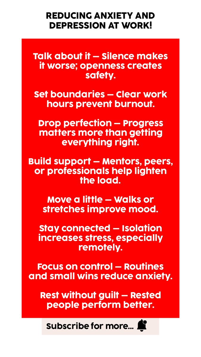 hrwithEsther's tweet photo. REDUCING ANXIETY × DEPRESSION IN THE WORKPLACE | ✅📌#workplace #anxiety #workplacedepression #burnout #fypviraltwitter #hrwithEsther https://t.co/YXBSLcPKTi