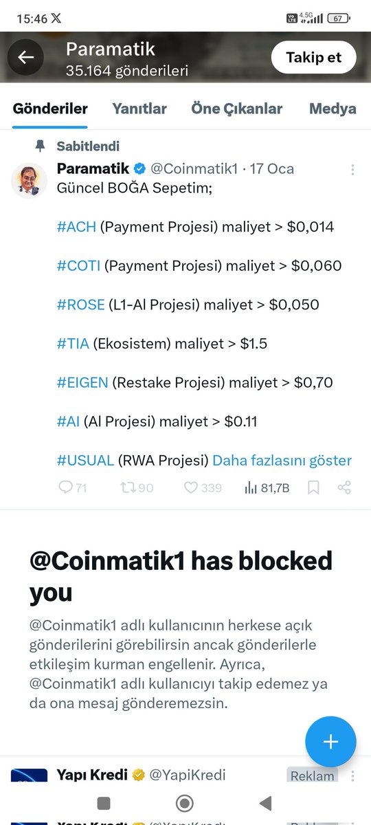 #Ethereum #altın #btc #kriptopara 
Bu tür şarlatanlara inanmayın sizi kandırıyorlar reklam parası alıp size mal kitliyorlar sonrada konuşunca engelliyorlar çünkü kitle uyanmasın işler bozulmasın şeref yoksunu insanlar