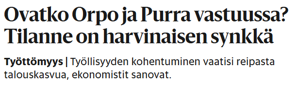 Räikkä selittää tilanteen paljon paremmin kuin mikään määrä suhdanne- ja kasvupuhetta. Olemme onnistuneet säilyttämään sen järjestelmän, joka tekee kasvusta poikkeuksellisen ilmiön (ja siksi sitä odotetaan ikään kuin ihmettä konsanaan)

Suomen järjestelmä on rakentunut niin, että