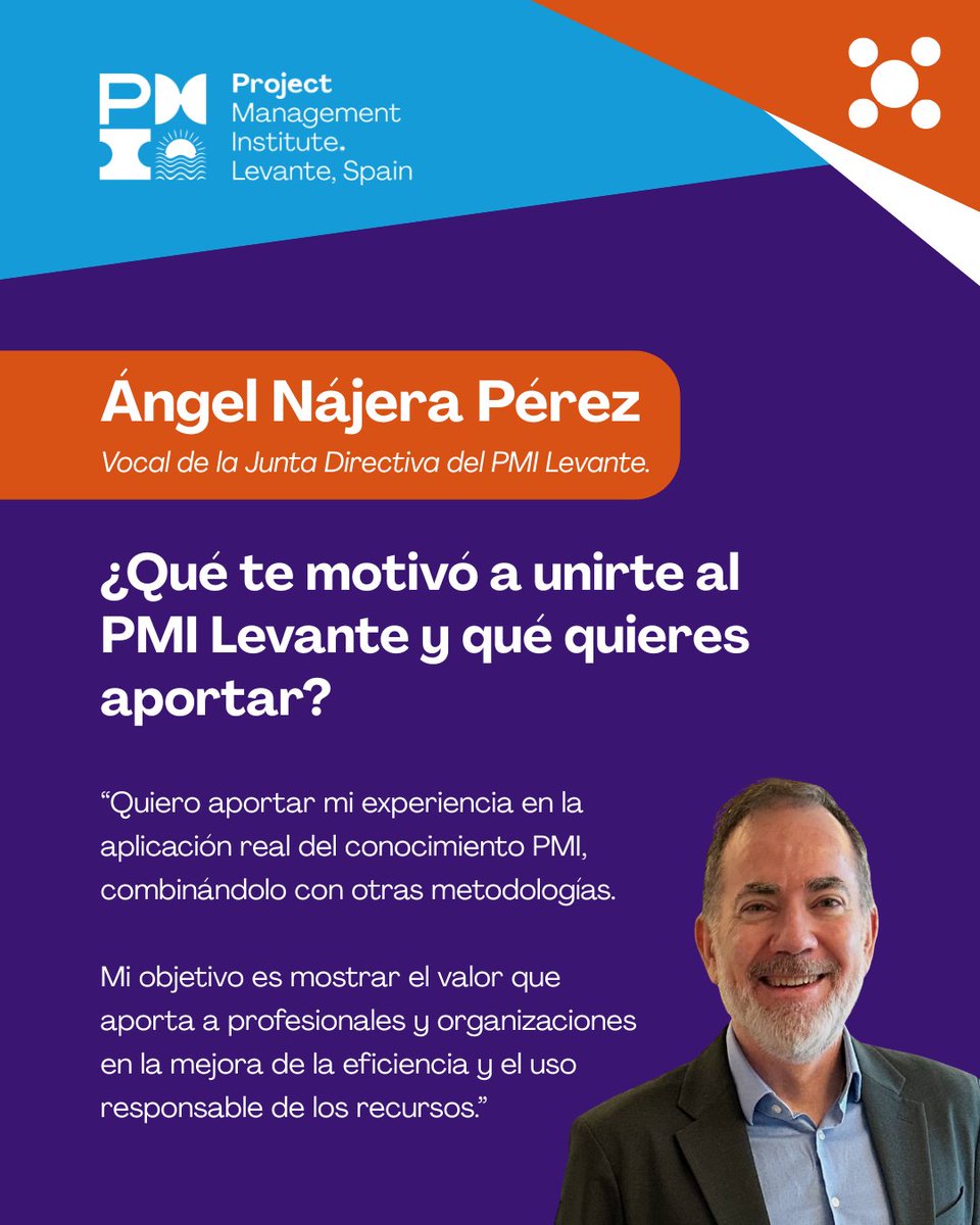 Ángel Nájera, doctor en Dirección y Gestión de Proyectos, ha liderado iniciativas en España y a nivel internacional. Su motivación en PMI Levante: aportar experiencia práctica y mejorar la eficiencia en equipos.

#PMILevante #ProjectManagement #ComunidadPMI