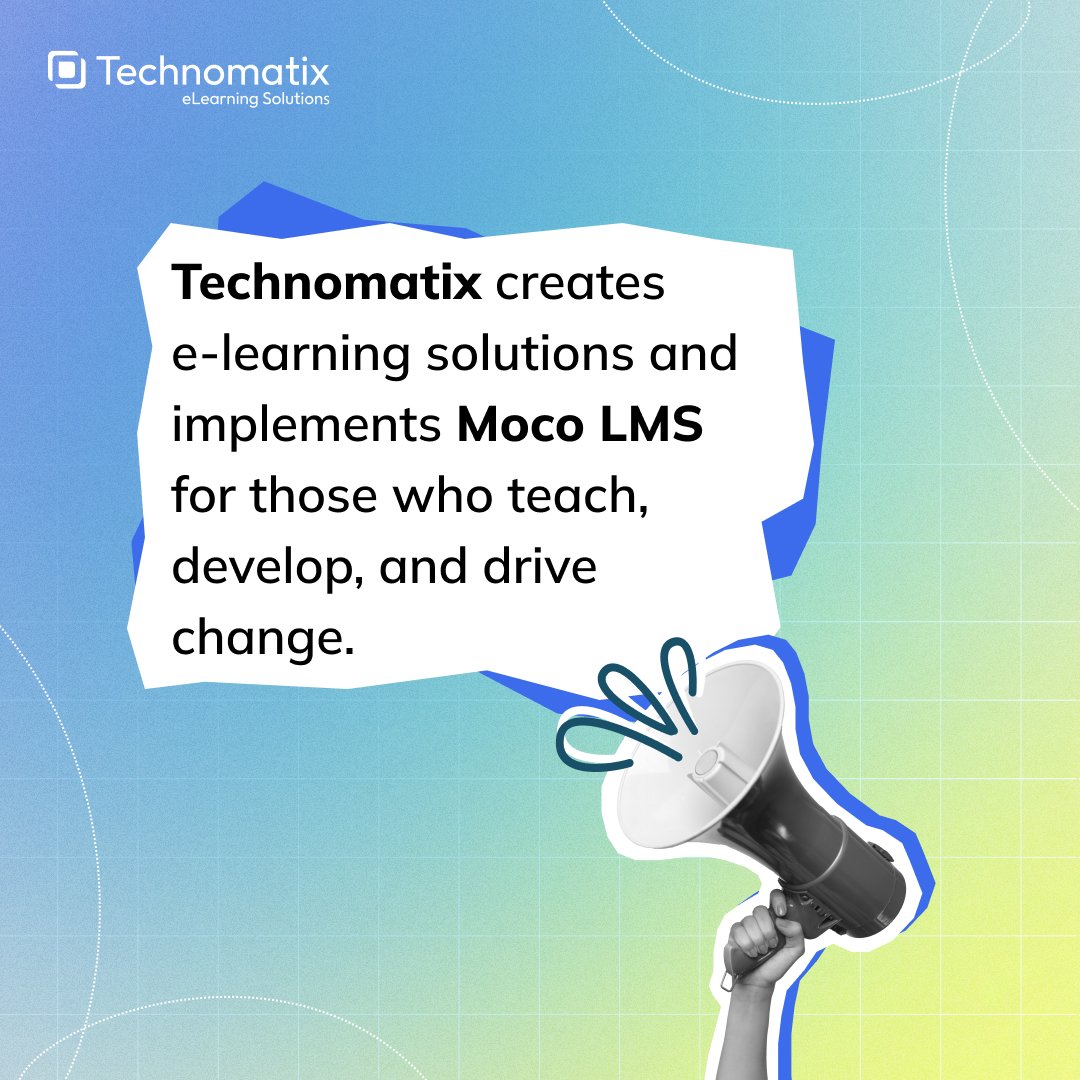 Technomatix's tweet photo. Technomatix: e-learning for business, NGOs, government &amp; education. Turning knowledge into impact through custom courses &amp; Moco LMS.

See our cases: https://t.co/65bkUw89mp

#EdTech #LMS #Technomatix https://t.co/Vihb3ryzbl