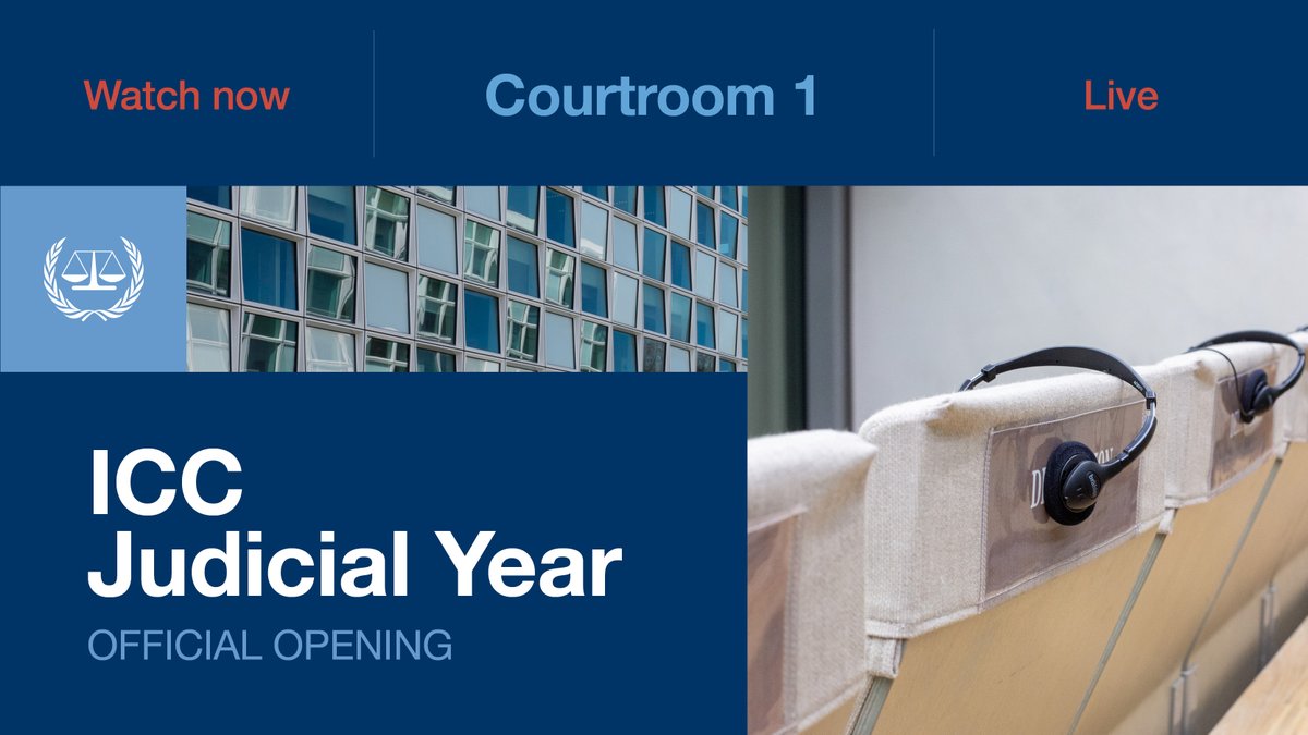 IntlCrimCourt's tweet photo. 🎥 Solemn hearing for the opening of the #ICC judicial year 2026. Watch it live:
ICC website ➡ https://t.co/tp5vvr3NAa  (Courtroom 1)
Facebook ➡ https://t.co/VhjLb8BWPp https://t.co/FCtpR48Yzi