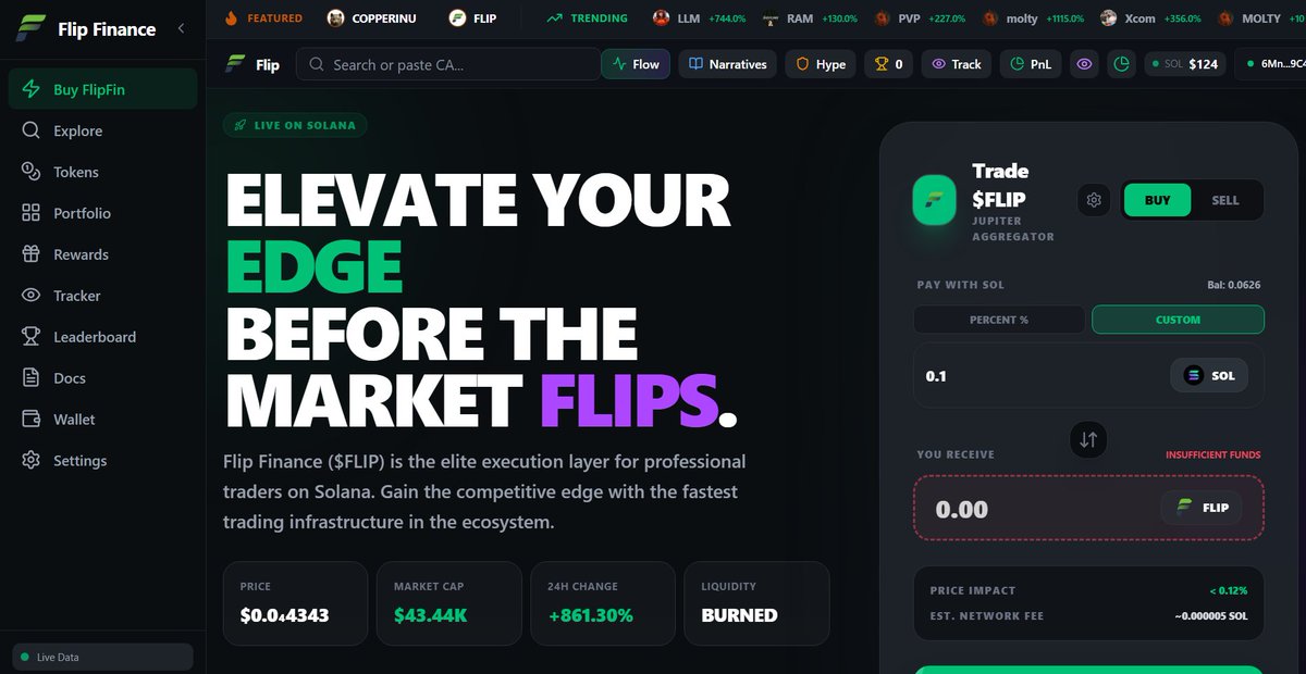 flipfindotfun's tweet photo. Website updated!

Buy $FLIP directly here:
👉 https://t.co/wzZxdHZYWZ
Flip Finance is building the execution layer for traders who move before the market flips. https://t.co/CxERymAWqr