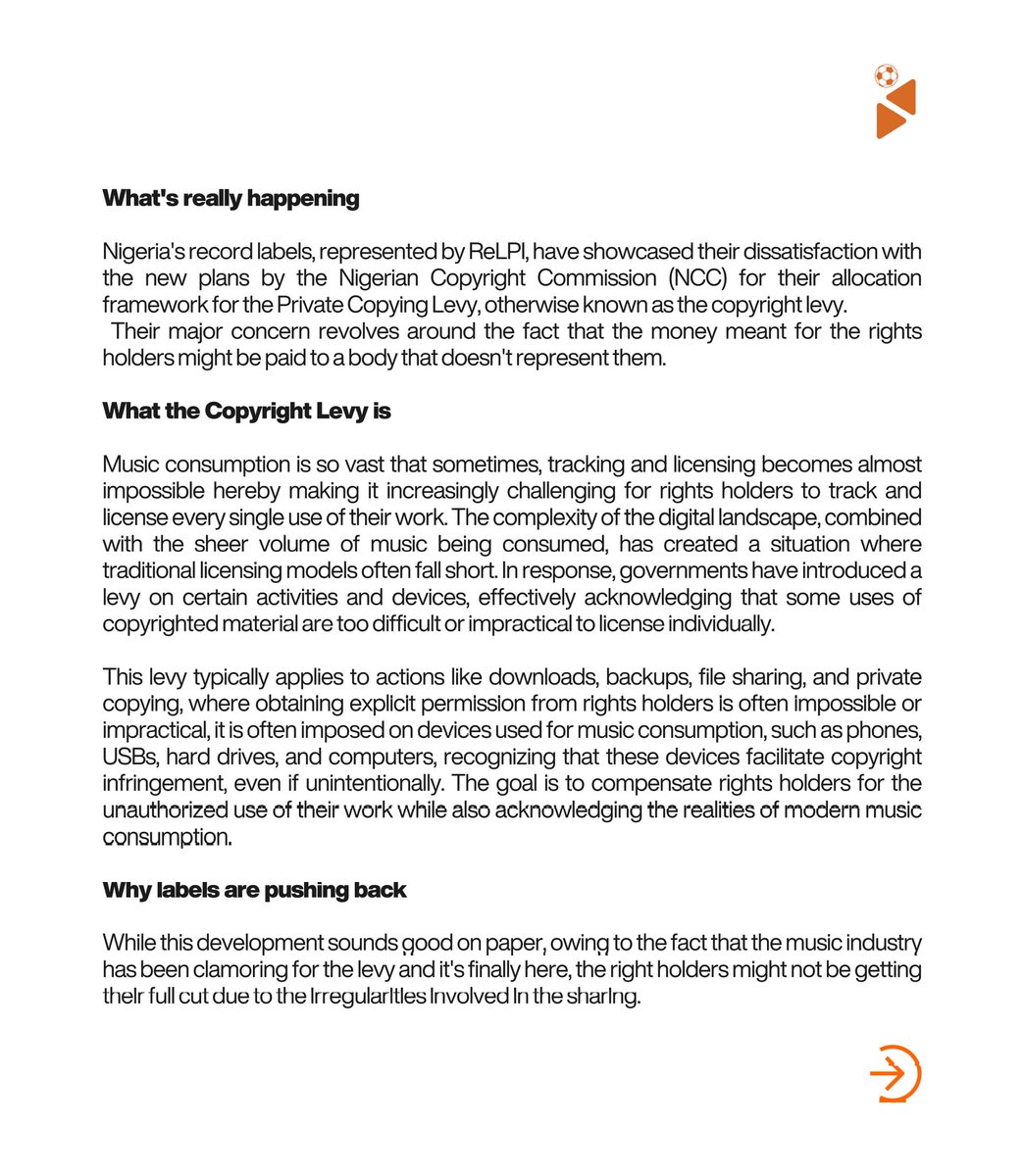 PopandPitch's tweet photo. Major Nigerian record labels are pushing back against the NCC’s plan to channel copyright levies through MSCN, raising concerns about representation, transparency, and who truly speaks for sound recording owners.
Credits to @ade_adeayo and @fozadoza who broke the developing story https://t.co/XnQr5PJHQq