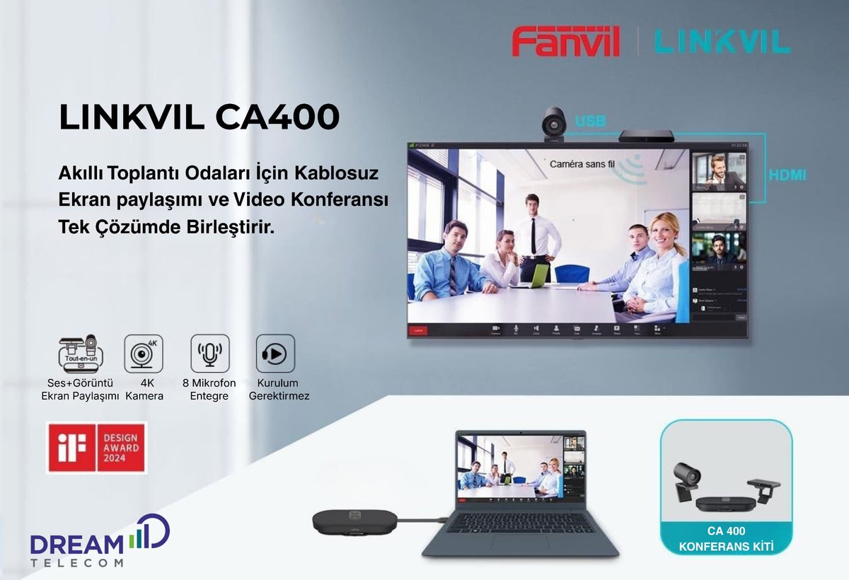 🚀 Tek Cihaz, Toplantı Odanız İçin Sonsuz Olanaklar

Bir toplantı ayarlamak, birden fazla cihaz, dağınık kablolar ve düşük kaliteli ses dengesi yapmak anlamına gelmemeli. Fanvil CA400, 32m²'ye kadar küçük ve orta ölçekli toplantı odaları için tasarlanmış hepsi bir arada kablosuz