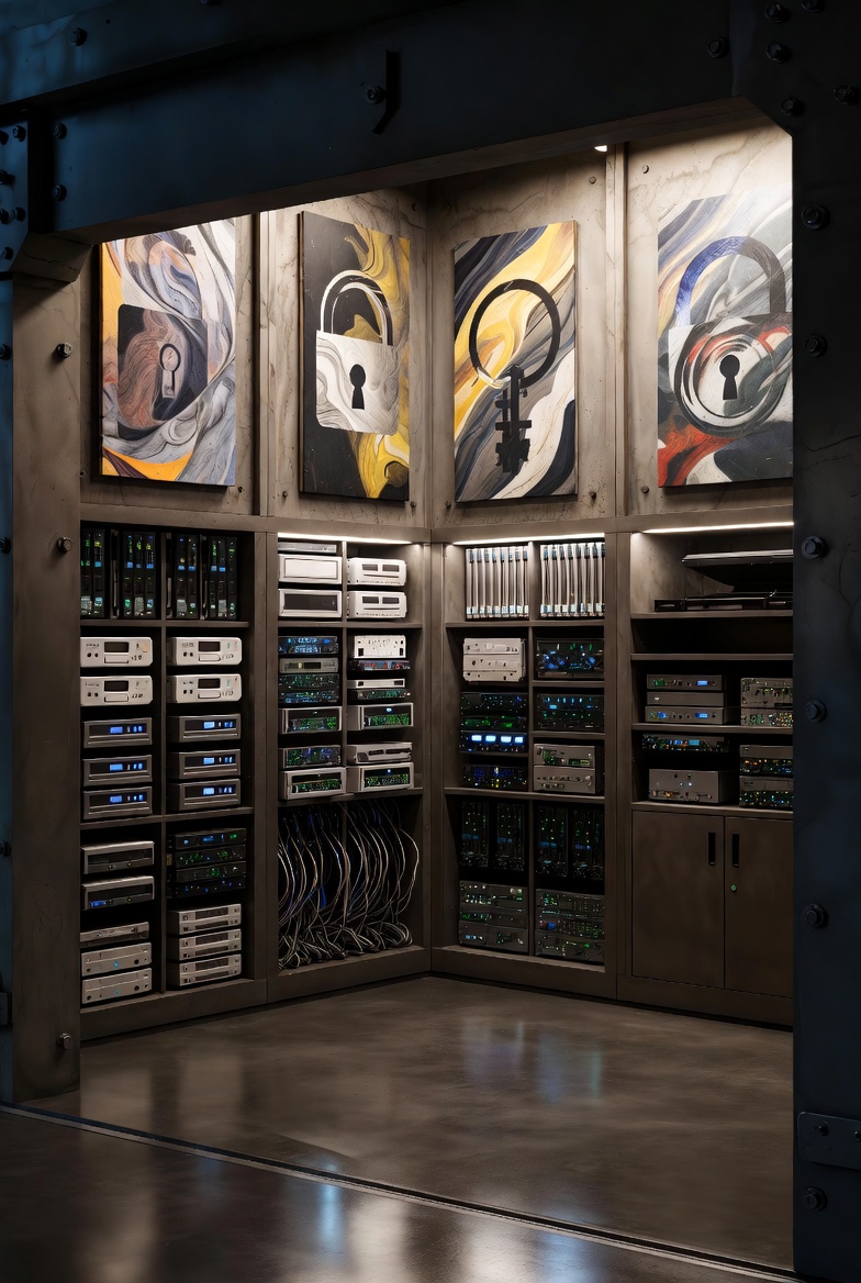 check out my custom shelter design: a high-tech bunker packed with servers and guarded by abstract lock artworks symbolizing unbreakable security

to me, it represents a safe haven for our data in an chaotic, AI-powered world which is private, resilient, and untouchable