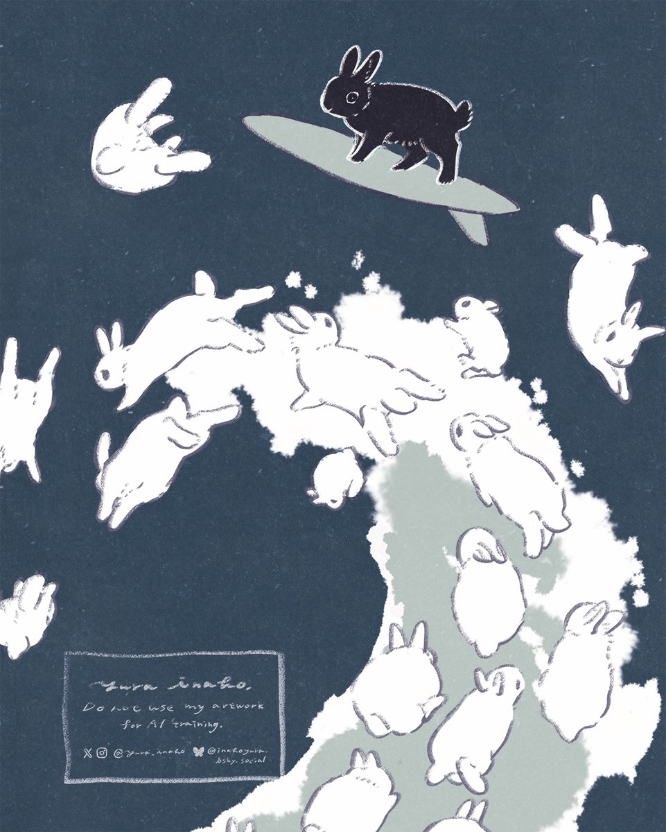 yura_inaho's tweet image. うさぎ、波を走る