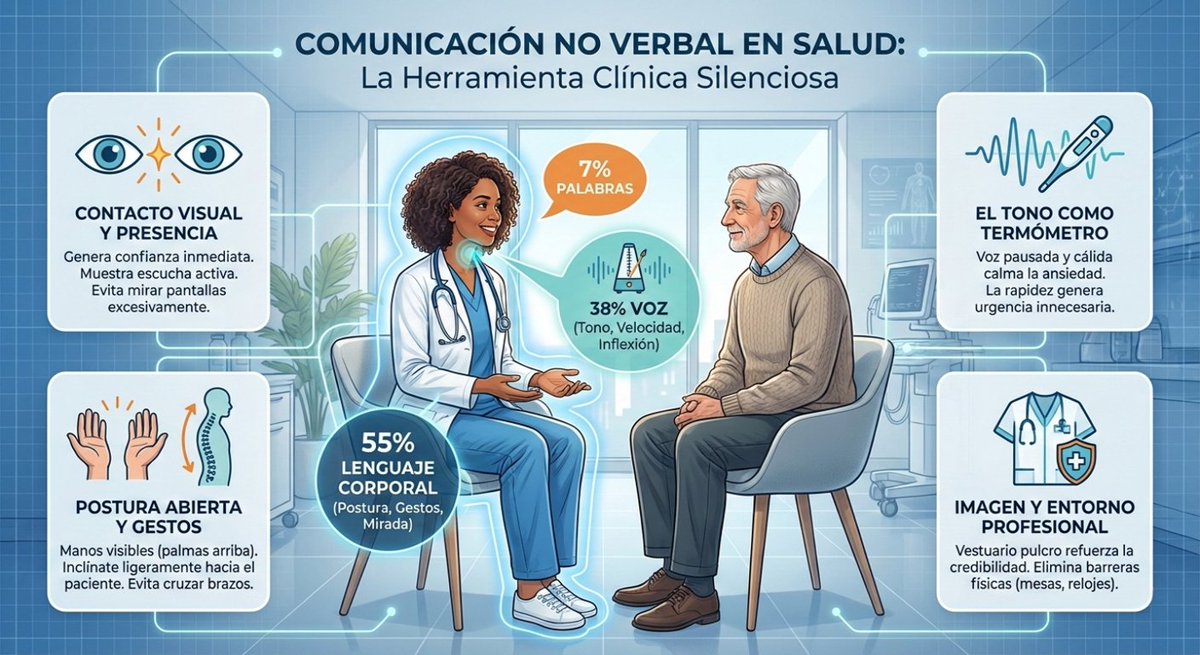 ¿Sabías que el 93% de tu impacto clínico NO depende de tus palabras? La regla 55-38-7 es la herramienta que define la confianza de nuestros pacientes. Lee el artículo completo aquí:👇comunicacionenfermera.blogspot.com/2020/03/blog-p… #ComunicaciónNoVerbal