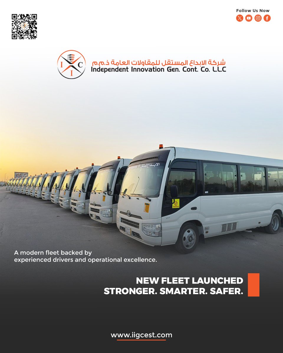 iigcest's tweet photo. We’re pleased to launch our new transportation fleet—built for safety, reliability, and efficiency. Supporting smarter, safer workforce mobility.

Stronger. Smarter. Safer.
#NewFleetLaunched #FleetExpansion #OperationalExcellence #WorkforceMobility  #IndustrialLogistics https://t.co/dyjiCKkb2L