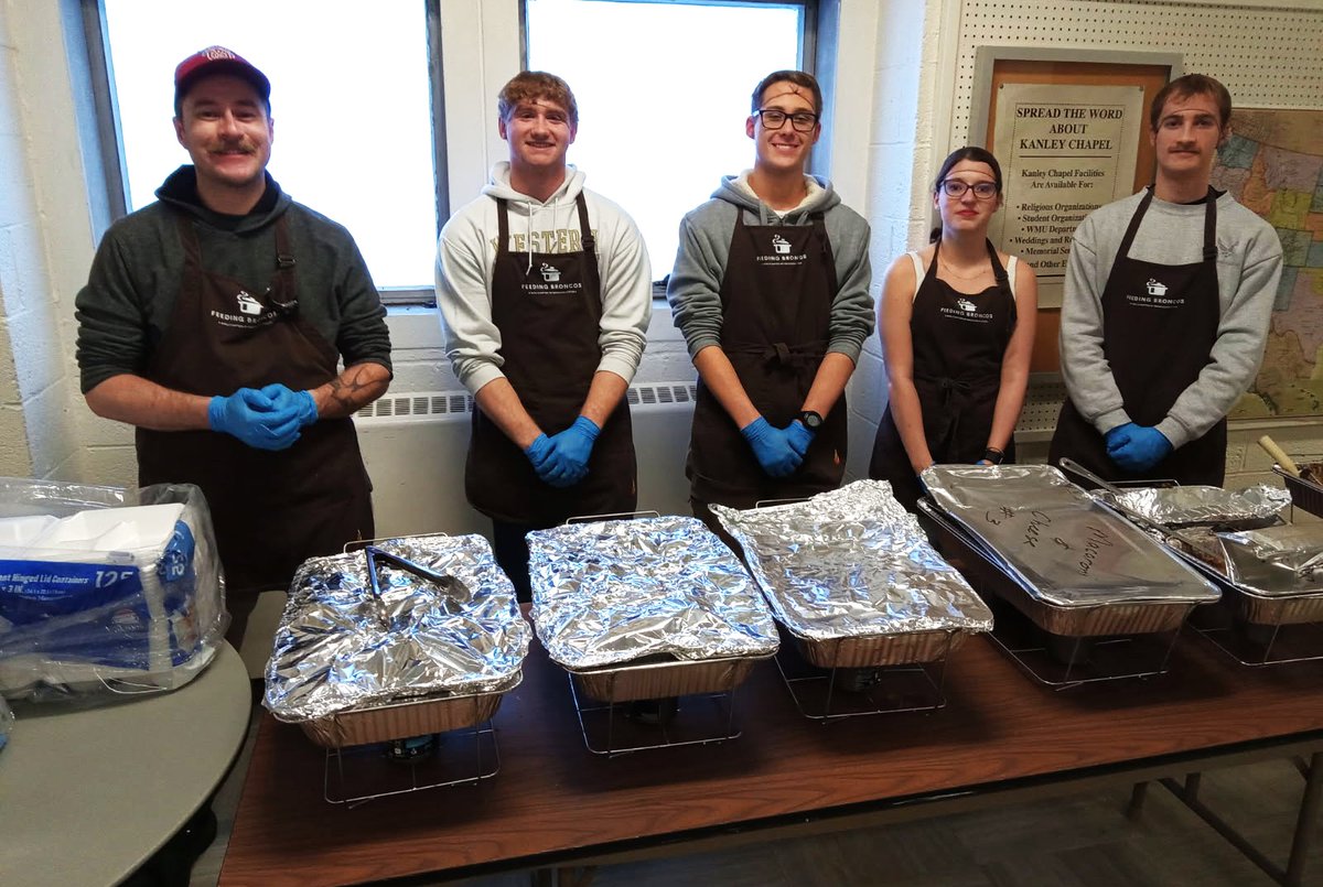 Thanks to our <a href="/FeedingBroncos/">FeedingBroncos</a> student volunteers for serving Monday's free beef noodles and gravy dinner at Kanley Chapel at <a href="/WesternMichU/">Western Michigan University</a>. Go Broncos.