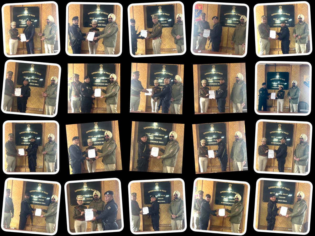 On Republic Day,the SP, WJH, awarded appreciation certificates to police officers/personnel for dedication &amp; outstanding performance &amp; to the Headman, Secy.,VDP Pres.&amp;Secy.of Demthring Village for support in crime prevention &amp; police–community relations.
<a href="/MeghalayaPolice/">Meghalaya Police</a>