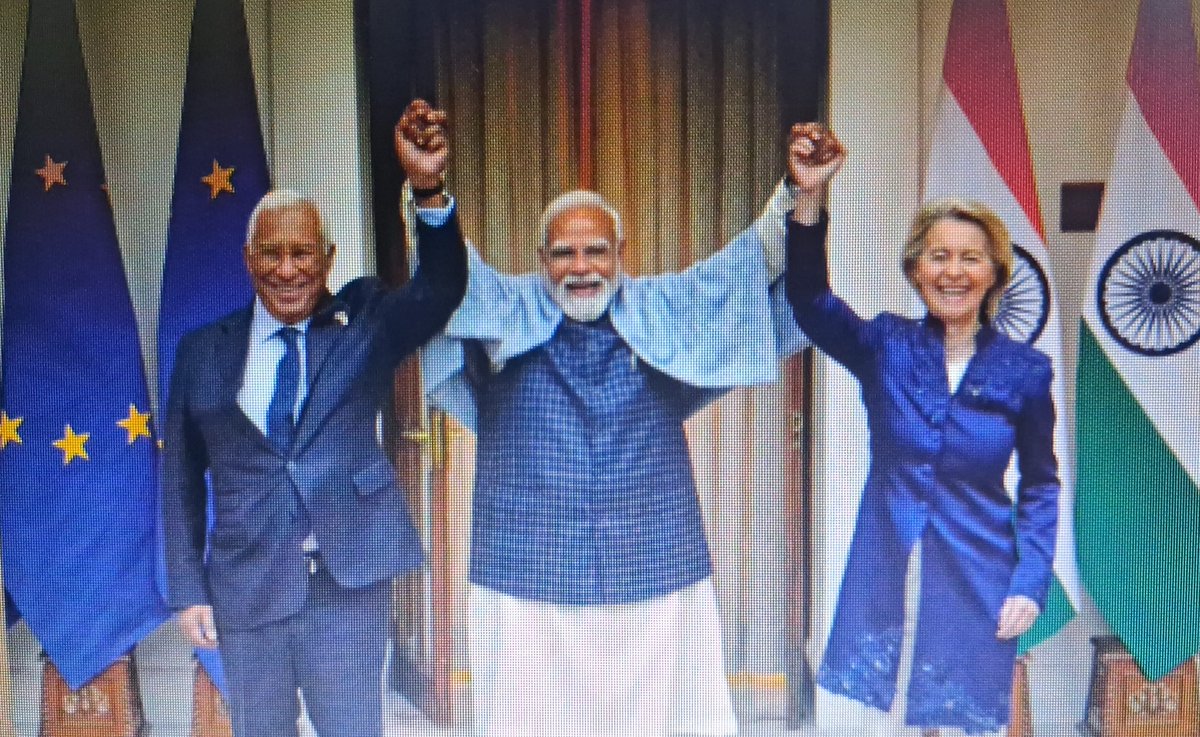 The India-EU FTA is a strategic breakthrough under Modi ji's leadership. “Mother of all trade deals”, this integrates India with 27 European countries.
With over 99% of Indian goods receiving preferential entry into the EU, nearly ₹6.41 lakh crore of exports.
 #IndiaEUTradeDeal