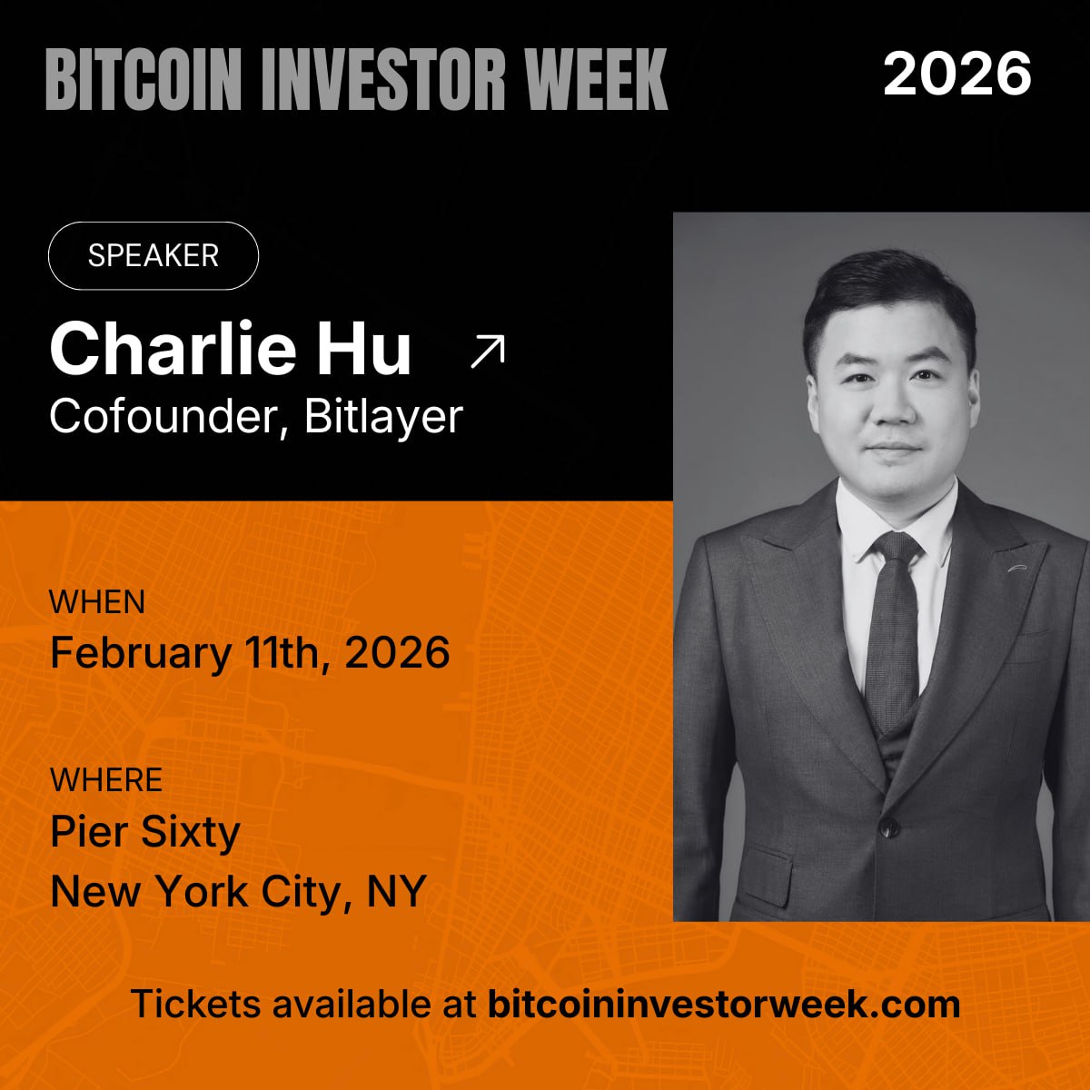 Get exclusive insights from the frontline of Bitcoin innovation! 🚀 Charlie  Hu, Co-founder of @BitlayerLabs, will be a featured speaker at  #BitcoinInvestorWeek—the definitive global summit where industry leaders  shape the future of