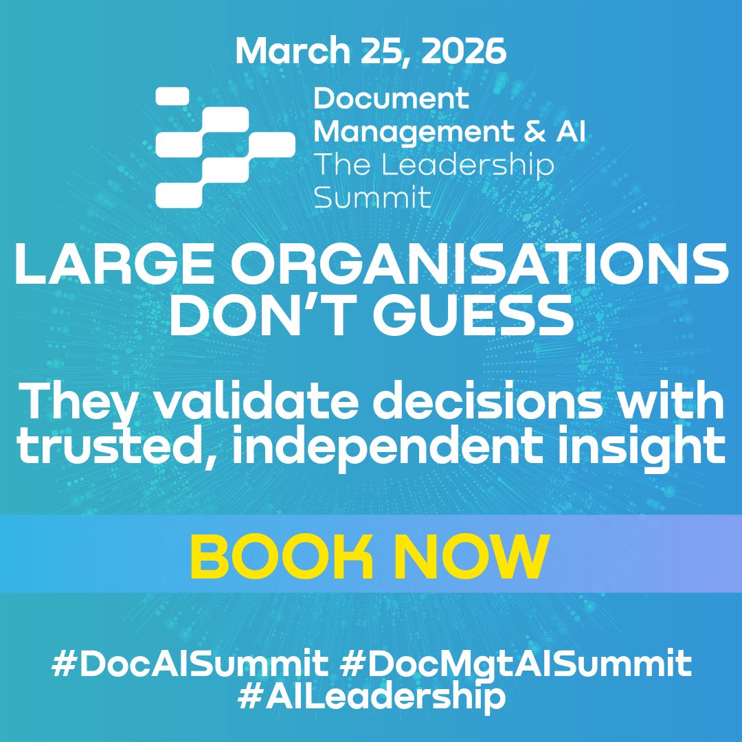 docmgtAIsummit's tweet photo. Large organisations don’t guess. They validate decisions with trusted, independent insight.

#DocAISummit #DocMgtAISummit #AILeadership

Places are limited.

Register: https://t.co/VysjcB6XWB https://t.co/qonk0n9Xpi
