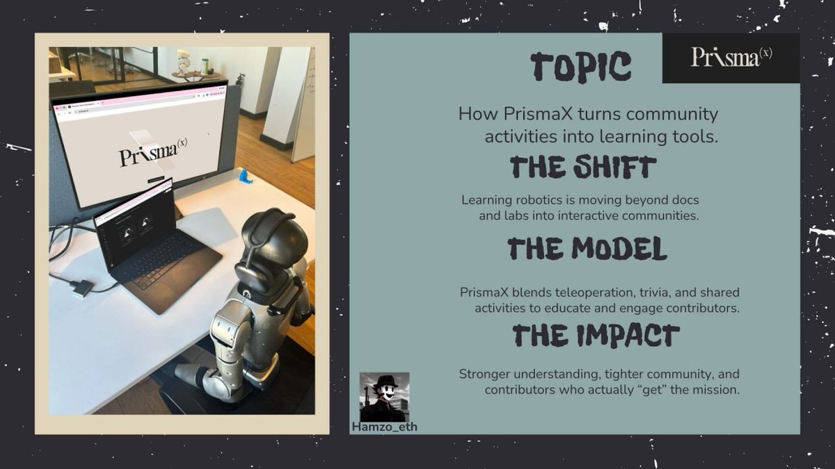 GM friends 🤖
One thing I’m starting to appreciate about <a href="/PrismaXai/">PrismaX</a> is how learning doesn’t stop at teleoperation.
From my experience in the community, activities like today’s PrismaX Trivia make understanding the project feel natural, not forced.
You learn the vision, the tech,