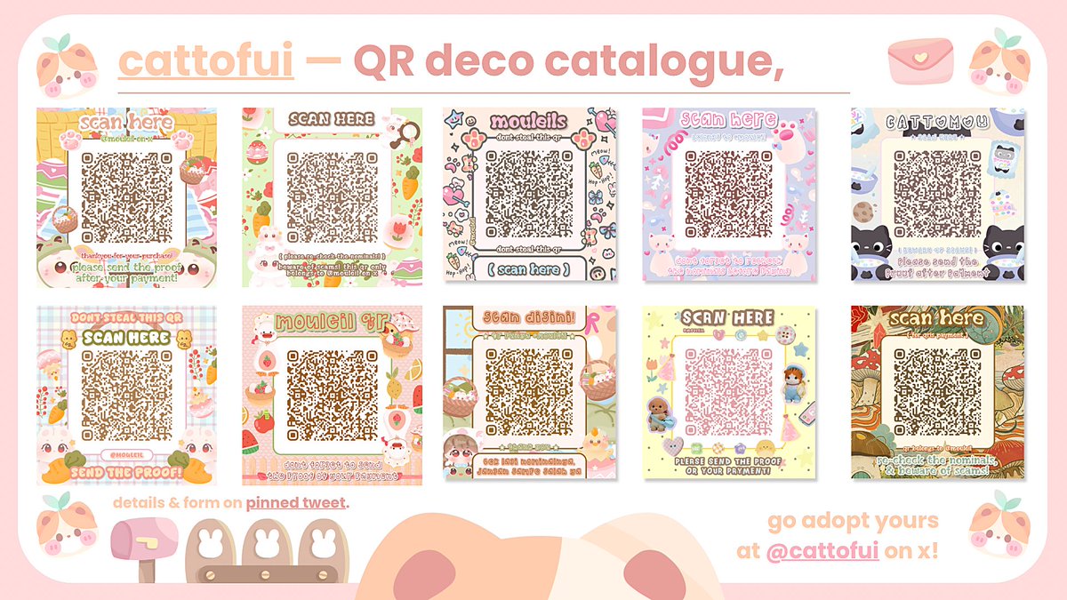 cattofui's tweet image. help  retweet?  thankyou  ___&amp;lt; 🥐🍵

aku  open  qr  —  qris  deco  all  catalogue  di  bawah  ini,  for  the  deco  details  &amp;amp;&amp;amp;  form  order  kindly  check  my  pinned  tweet  ♡  untuk  custom  &amp;amp;  recolor  masih  unavailable  yaa!  ありがとう  🍮⭐️  #zonauang