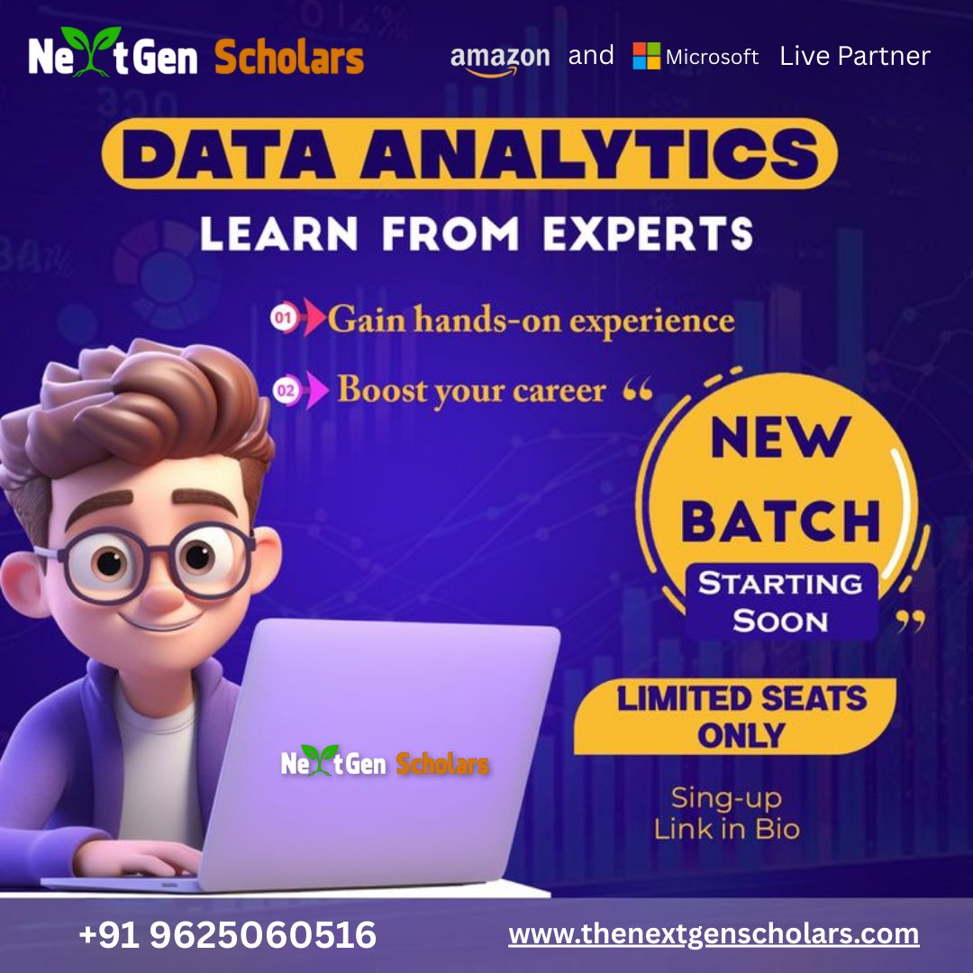 nextgen_scholar's tweet image. New batch starting soon at NextGen Scholars

📍 maps.app.goo.gl/sc3rwnXgwHeNHg…
📞 +91 9625060516
🌐 thenextgenscholars.com

Limited seats available — start your data journey now.
#DataAnalytics #NextGenScholars #LearnFromExperts #TechCareers #Upskill #AnalyticsSkills