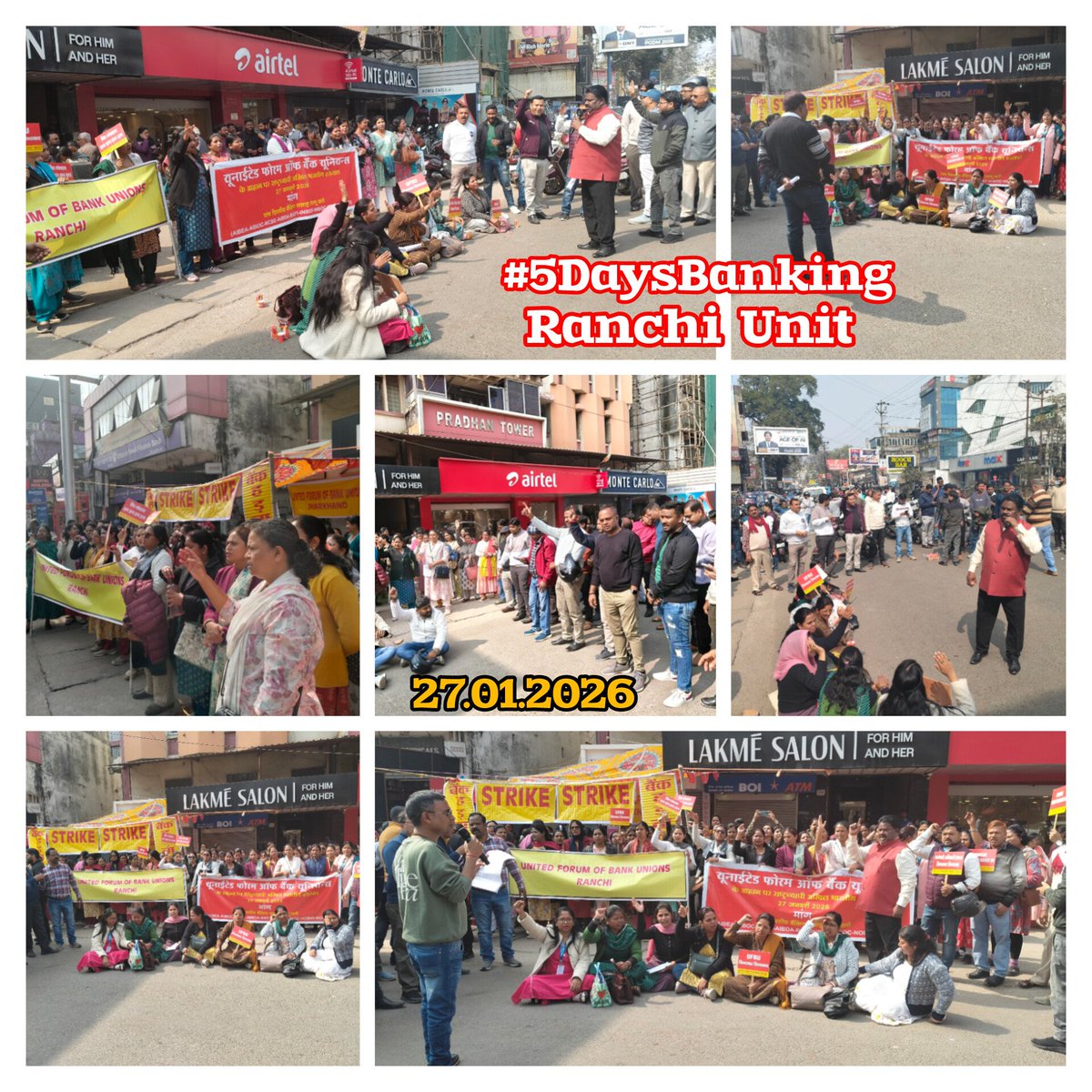 आज पांच दिवसीय बैंकिंग के पक्ष में देश भर के सभी बैंकों में 1 दिन का सफल हड़ताल।
 #5DaysBanking <a href="/nilesh_pawar15/">Nilesh Pawar</a>
<a href="/ChVenkatachalam/">CH VENKATACHALAM</a> <a href="/aiboc_in/">All India Bank Officers' Confederation (AIBOC)</a>