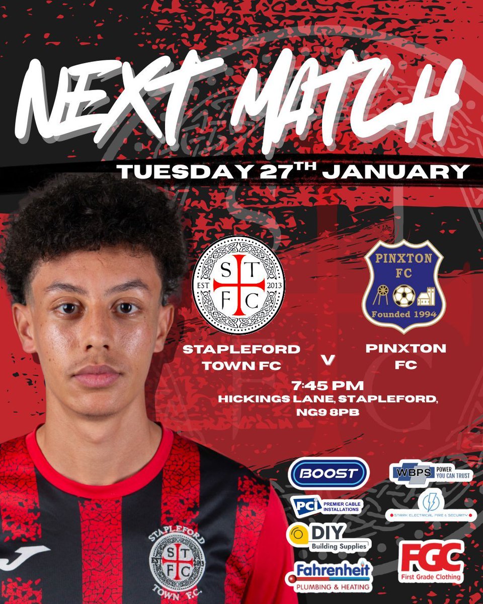 Head down to Hickings Lane tomorrow night as we take on Pinxton FC 💪⚽ 

🕢 Tuesday 27th January , 7:45 PM KO
📍 Hickings Lane, NG9 8PB

🔴 ⚫ #UpTheStabbo 🔴 ⚫