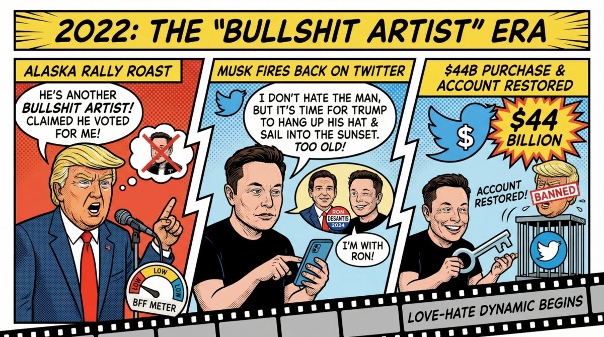 _metalfinger's tweet photo. Kimi K2.5 model is amazing! I asked it to create slideshow on bromance of Elon Musk and Donald Trump and here are the results! https://t.co/RSuE98meTS