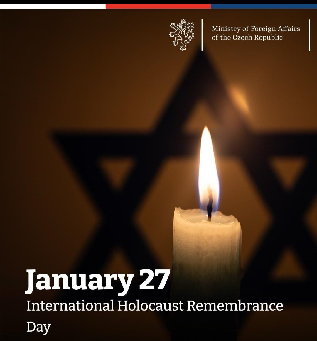 EmbassyCzech's tweet photo. 🕯️ Today we commemorate the International Day of Remembrance for the Victims of the Holocaust and 81 years since the liberation of Auschwitz. We honor the memory of the millions of men, women and children who fell victim to Nazi persecution. https://t.co/3dVgZs8fqv