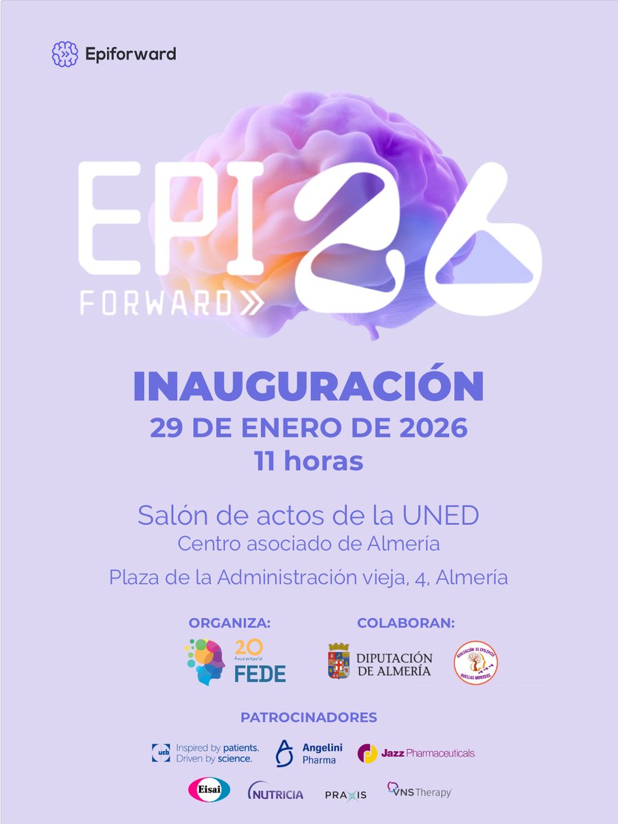 fedeepilepsia's tweet photo. El 29 de enero inauguramos en Almería la IV edición de #Epiforward, la voz de la epilepsia.
Gracias a la @dipalme_almeria , a la Asociación Huellas Moradas y a las entidades patrocinadoras por hacerlo posible. 💜
#FEDE #Epiforward2026 #Epilepsia https://t.co/jj3hPr82CK