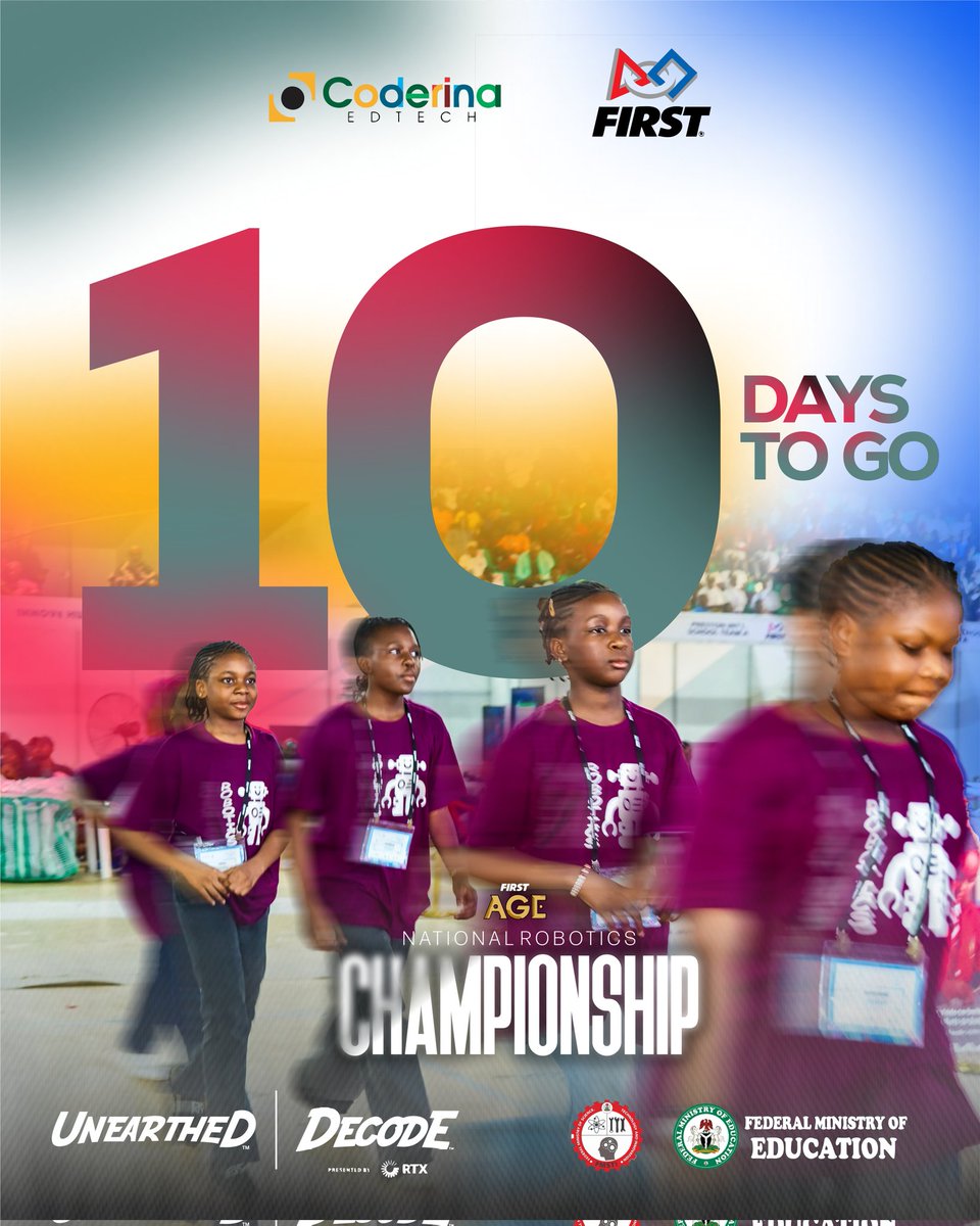 coderina's tweet photo. Day 10 starts now! ⏳🤖
Just 10 days to go till the Coderina National Robotics Championship kicks off! 

#CoderinaRobotics #Unearthed #TechForKids #Decode https://t.co/oeKTOk8rCZ