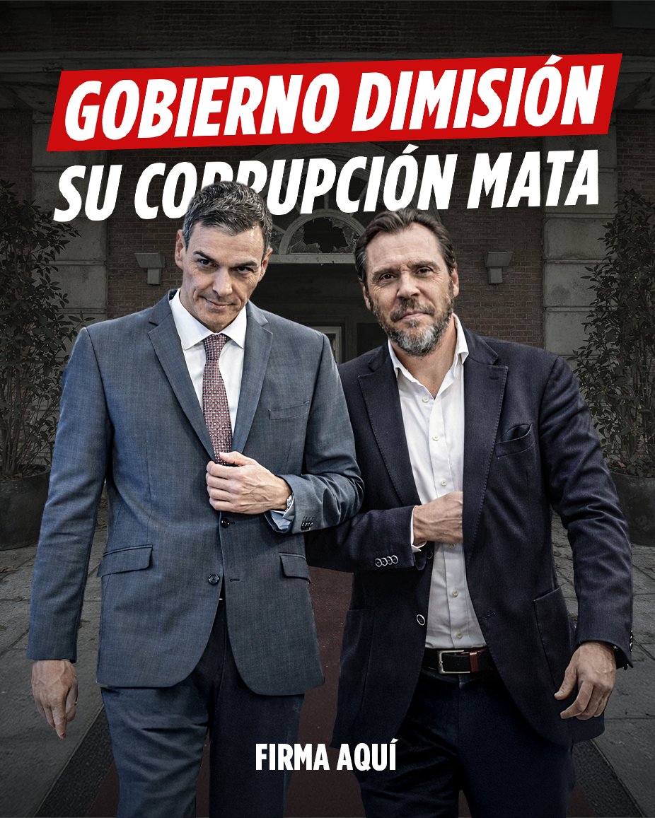VOX registra en el Congreso la reprobación de Óscar Puente.

¡Su corrupción y falta de inversión matan!

📝 Si tú también quieres que Pedro Sánchez y Óscar Puente dimitan pincha aquí: 

accion.voxespana.es/corrupcionmata